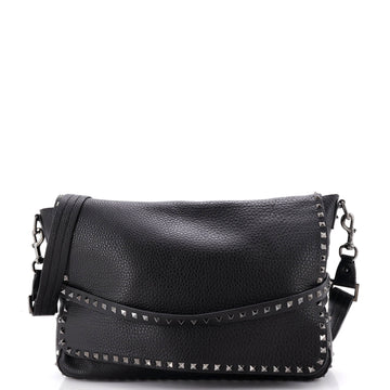 Valentino Garavani Rockstud Flap Messenger Bag Leather Large