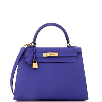 Hermes Kelly Handbag Bleu Electrique Epsom with Gold Hardware 28