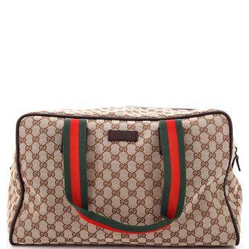 Gucci Web Carry On Duffle Bag GG Canvas with Leather Medium