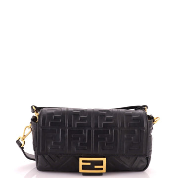 Fendi Baguette NM Bag Zucca Embossed Leather Medium