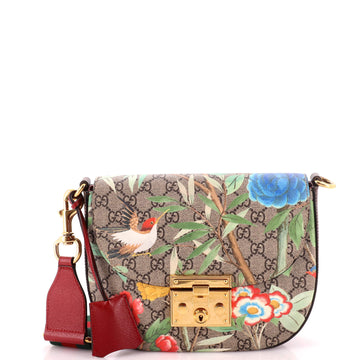 Gucci Padlock Saddle Shoulder Bag Tian Print GG Coated Canvas Medium