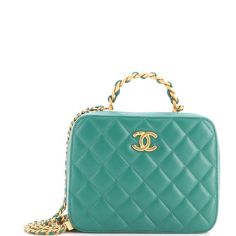 Chanel Woven Chain Top Handle Vanity Case Quilted Lambskin Medium