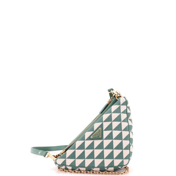 Prada Double Symbole Triangle Bag Leather and Jacquard Mini