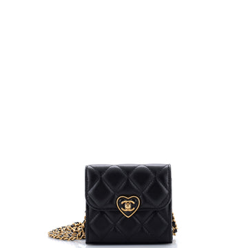 Chanel Coco Love CC Heart Clutch with Chain Quilted Lambskin Mini