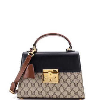 Gucci Padlock Top Handle Bag GG Coated Canvas and Leather Small