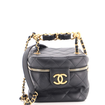 Chanel Chain Bar Vanity Case with Chain Quilted Calfskin Small