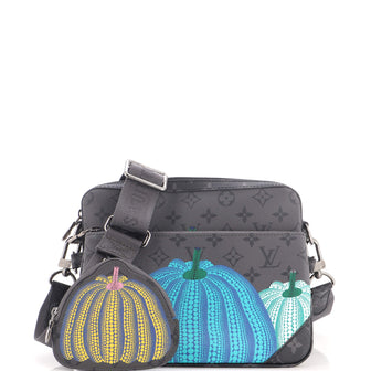 Louis Vuitton Trio Messenger Bag Yayoi Kusama Pumpkins Reverse Monogram Eclipse Canvas