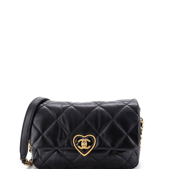 Chanel Coco Love CC Heart Flap Bag Quilted Lambskin Small