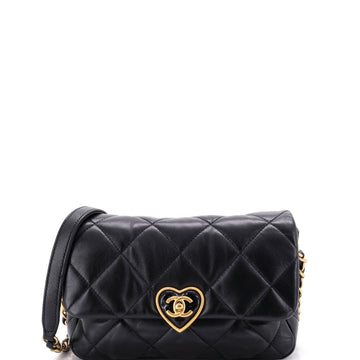 Chanel Coco Love CC Heart Flap Bag Quilted Lambskin Small