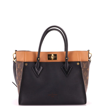 Louis Vuitton On My Side Tote Leather with Monogram Canvas MM