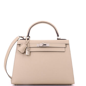 Hermes Kelly Handbag Light Epsom with Palladium Hardware 28