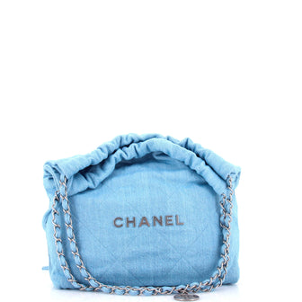 Chanel 22 Chain Hobo Quilted Denim Small