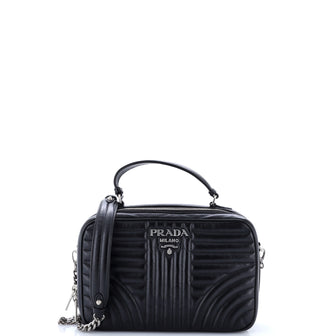 Prada Zip Around Top Handle Bag Diagramme Quilted Leather Medium
