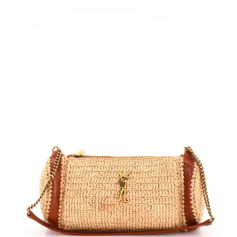 Saint Laurent Cassandre Cylindric Shoulder Bag Raffia Small