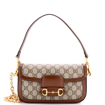 Gucci Horsebit 1955 Shoulder Bag GG Coated Canvas with Leather East West
