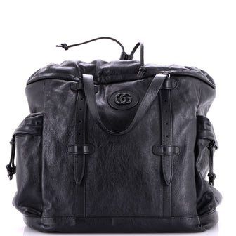 Gucci Tonal GG Drawstring Tote Leather
