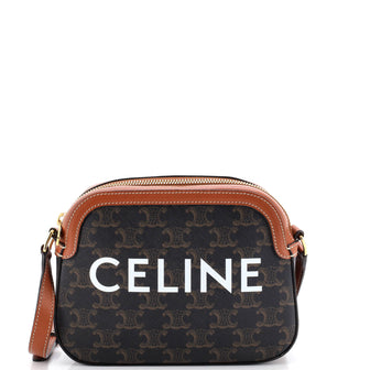 Celine Logo Camera Bag Triomphe Coated Canvas Small