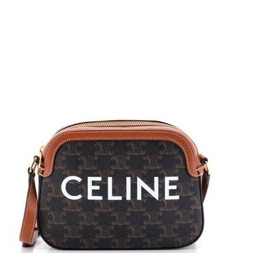 Celine Logo Camera Bag Triomphe Coated Canvas Small