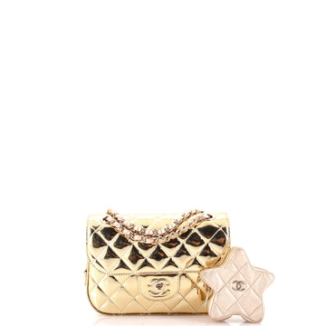 Chanel Hollywood Boulevard Flap Bag with Star Coin Purse Quilted Metallic Leather Mini