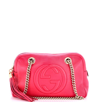 Gucci Soho Chain Zip Shoulder Bag Leather Small