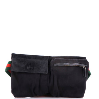 Gucci Vintage Double Belt Bag GG Canvas with Leather Small