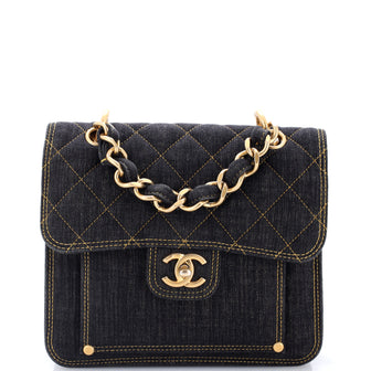Chanel Double You CC Flap Bag Quilted Denim Medium