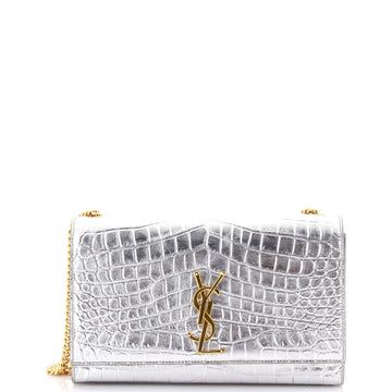 Saint Laurent Classic Monogram Crossbody Bag Crocodile Embossed Leather Medium