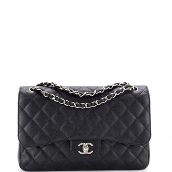 Chanel Classic Double Flap Bag Quilted Caviar Jumbo
