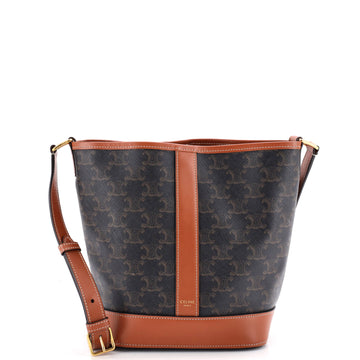 Celine Bucket Bag Triomphe Coated Canvas Small