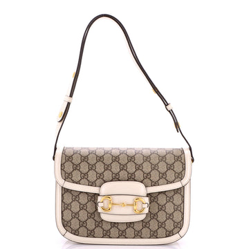 Gucci Horsebit 1955 Shoulder Bag GG Coated Canvas with Leather Small