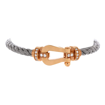 Fred Paris Force 10 Interchangeable Bracelet Woven Cord and 18K Rose Gold with Diamonds Large