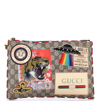 Gucci Courrier Pouch GG Coated Canvas with Applique
