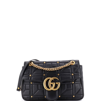 Gucci GG Marmont Flap Bag Studded Matelasse Leather Medium