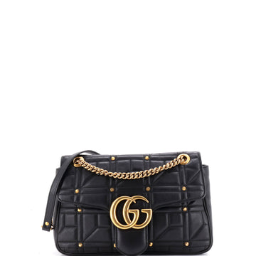 Gucci GG Marmont Flap Bag Studded Matelasse Leather Medium
