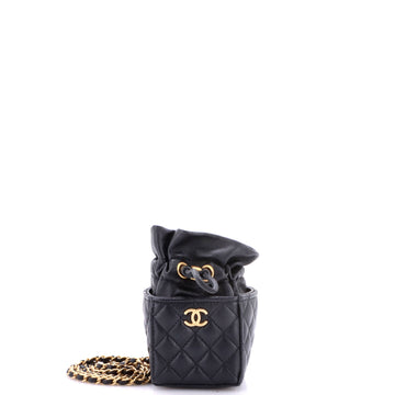 Chanel Drawstring Square Bucket Bag Quilted Calfskin Mini