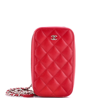 Chanel Zip Around Phone Case with Chain Quilted Caviar