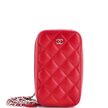Chanel Zip Around Phone Case with Chain Quilted Caviar