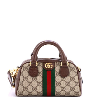 Gucci Ophidia Convertible Boston Top Handle Bag GG Coated Canvas with Leather Mini