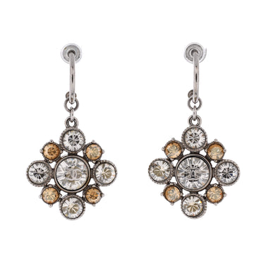 Chanel CC Floral Drop Earrings Metal with Crystals