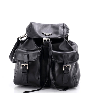 Prada Double Pocket Shoulder Bag Soft Calf Small