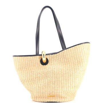 Jacquemus Le Bambola Tote Bag Raffia with Leather