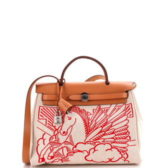 Hermes Herbag Zip Pegase Pop Toile and Leather 31