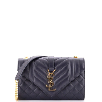 Saint Laurent Classic Monogram Envelope Satchel Mixed Matelasse Leather Small