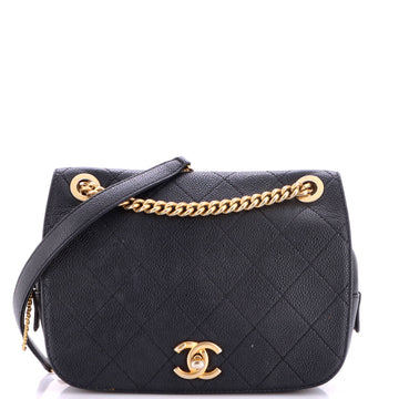 Chanel CC Zipped Full Flap Bag Stitched Caviar Medium