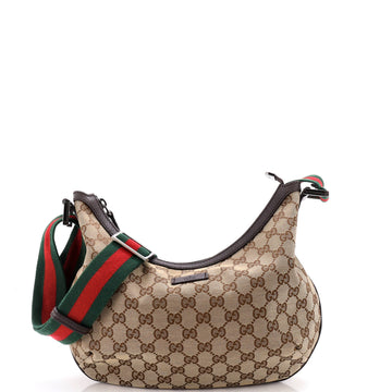 Gucci Saddle Zip Messenger Bag GG Canvas with Leather Medium