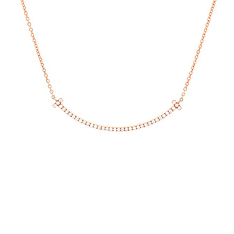 Tiffany & Co. T Smile Pendant Necklace 18K Rose Gold with Diamonds Small