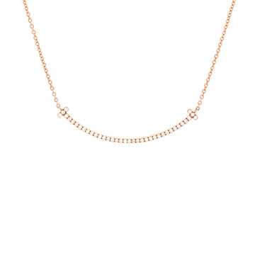 Tiffany & Co. T Smile Pendant Necklace 18K Rose Gold with Diamonds Small