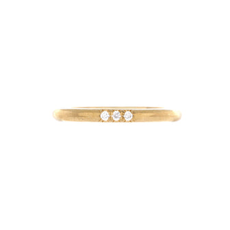 Tiffany & Co. Classic Wedding Band 3 Diamonds Ring 18K Yellow Gold 2mm