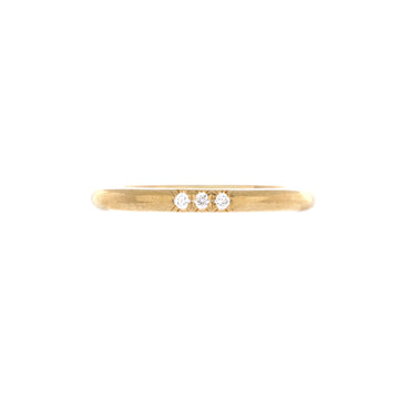 Tiffany & Co. Classic Wedding Band 3 Diamonds Ring 18K Yellow Gold 2mm