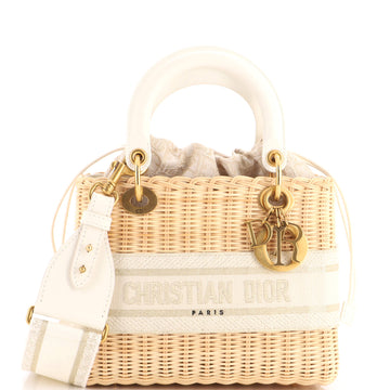 Christian Dior Lady Dior Bag Wicker and Oblique Canvas Medium